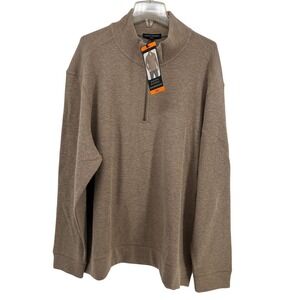 Banana‎ Republic NEW Mens 2XL Tan Textured Quarter Zip Cotton Blend Sweater